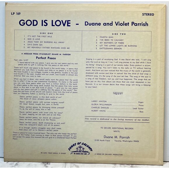 Duane and Violet Parrish God is Love Vinyl LP Christian Religious Grants Pass OR - Picture 5 of 6